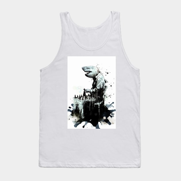 Shark Playing Chess Tank Top by TortillaChief